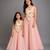 Blue pink printed cotton silk mother daughter combo co ord set