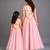 Blue pink printed cotton silk mother daughter combo co ord set