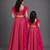 Fuschia pink embroidered cotton silk mother daughter lehenga combo set