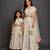 White embroidered cotton silk mother daughter lehenga combo set