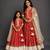 Red ivory embroidered cotton silk mother daughter lehenga combo set