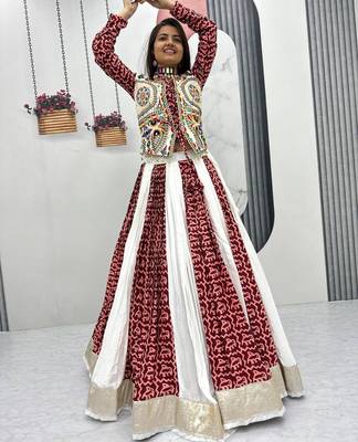 Multi Gamathi work & Mirror Work Cotton Navratri Lahenga Choli 1