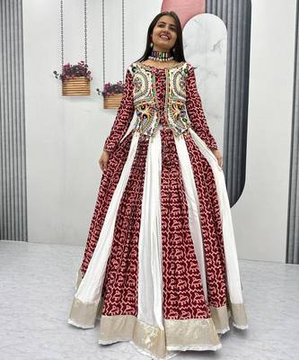 Multi Gamathi work & Mirror Work Cotton Navratri Lahenga Choli 2