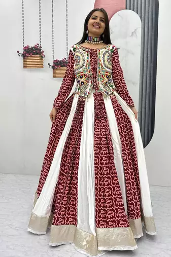 Multi Gamathi work & Mirror Work Cotton Navratri Lahenga Choli