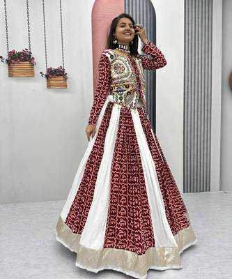 Multi Gamathi work & Mirror Work Cotton Navratri Lahenga Choli 3