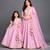 Lavender pink embroidered brocade mother daughter lehenga combo set
