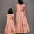 Pink peach embroidered brocade mother daughter lehenga combo set