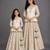 Off white embroidered cotton silk kurti mother daughter lehenga combo set