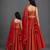 Deep red embroidered chanderi mother daughter lehenga combo set