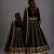 Black gold embroidered cotton silk mother daughter lehenga combo set