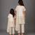 Off white embroidered chanderi cotton silk mother daughter kurti combo set