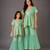 Green embroidered cotton silk mother daughter sharara combo set