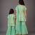 Green embroidered cotton silk mother daughter sharara combo set