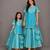 Blue embroidered silk and chanderi mother daughter gharara combo set