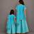 Blue embroidered silk and chanderi mother daughter gharara combo set