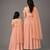 Peach embroidered chanderi organza mother daughter lehenga combo set