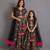 Black multicolored embroidered organza mother daughter lehenga combo set