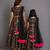 Black multicolored embroidered organza mother daughter lehenga combo set