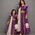 Purple chanderi organza attached dupatta mother daughter lehenga combo set