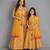 Mustard yellow embroidered cotton silk mother daughter lehenga combo set