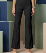 Black parachute bootcut  pants high waist flared trousers 