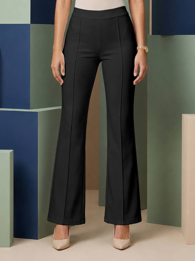 Black parachute bootcut  pants high waist flared trousers 
