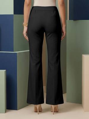 Black parachute bootcut  pants high waist flared trousers  2