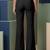 Black parachute bootcut  pants high waist flared trousers 