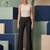 Black parachute bootcut  pants high waist flared trousers 