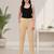 Beige super cotton stretch pants full length for women 