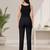 Black super cotton stretch pants full length for women breathable