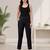 Black super cotton stretch pants full length for women breathable