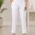 White super cotton stretch pants full length for women 