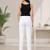 White super cotton stretch pants full length for women 