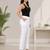 White super cotton stretch pants full length for women 