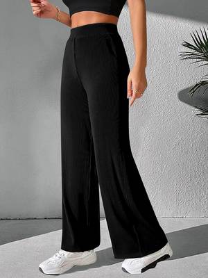 Black parachute cargo pants high waist flared trousers  1
