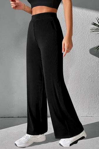 Black parachute cargo pants high waist flared trousers 