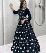 Black Heavy Hand Work with kodi work with hand latkan Cotton Navratri Lahenga Choli