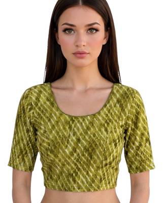 Pista spandex lehria printed stretchable readymade saree blouse 1