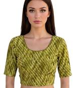 Pista spandex lehria printed stretchable readymade saree blouse