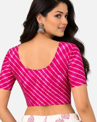Rani spandex lehria printed stretchable readymade saree blouse 2