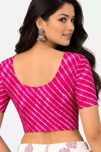 Rani spandex lehria printed stretchable readymade saree blouse