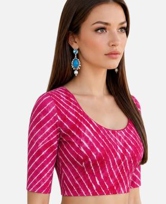 Rani spandex lehria printed stretchable readymade saree blouse 3