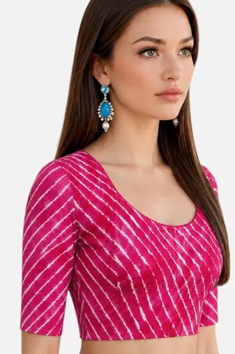 Rani spandex lehria printed stretchable readymade saree blouse