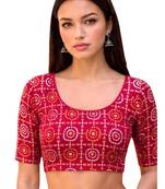 Rani spandex bandhani printed stretchable readymade saree blouse