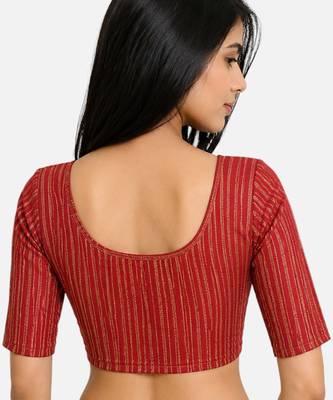 Maroon spandex golden zari straight line stretchable readymade saree blouse 2