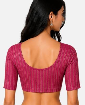 Rani spandex golden zari straight line stretchable readymade saree blouse 2