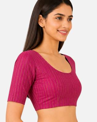 Rani spandex golden zari straight line stretchable readymade saree blouse 3