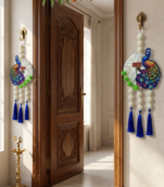handmade decorative traditional hanging  multicolour pom-pom toran for home decor (pack of 2)