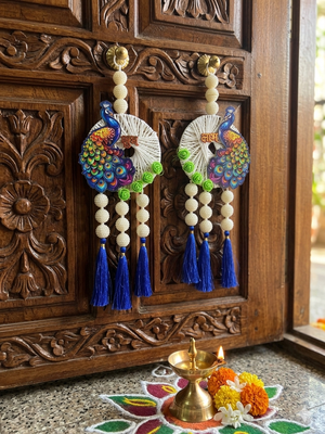 handmade decorative traditional hanging  multicolour pom-pom toran for home decor (pack of 2) 3
